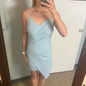 Sky blue wrap dress